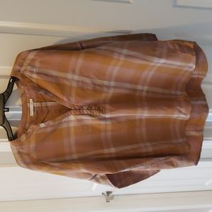 prAna Elena 3/4 sleeve plaid Top 2x